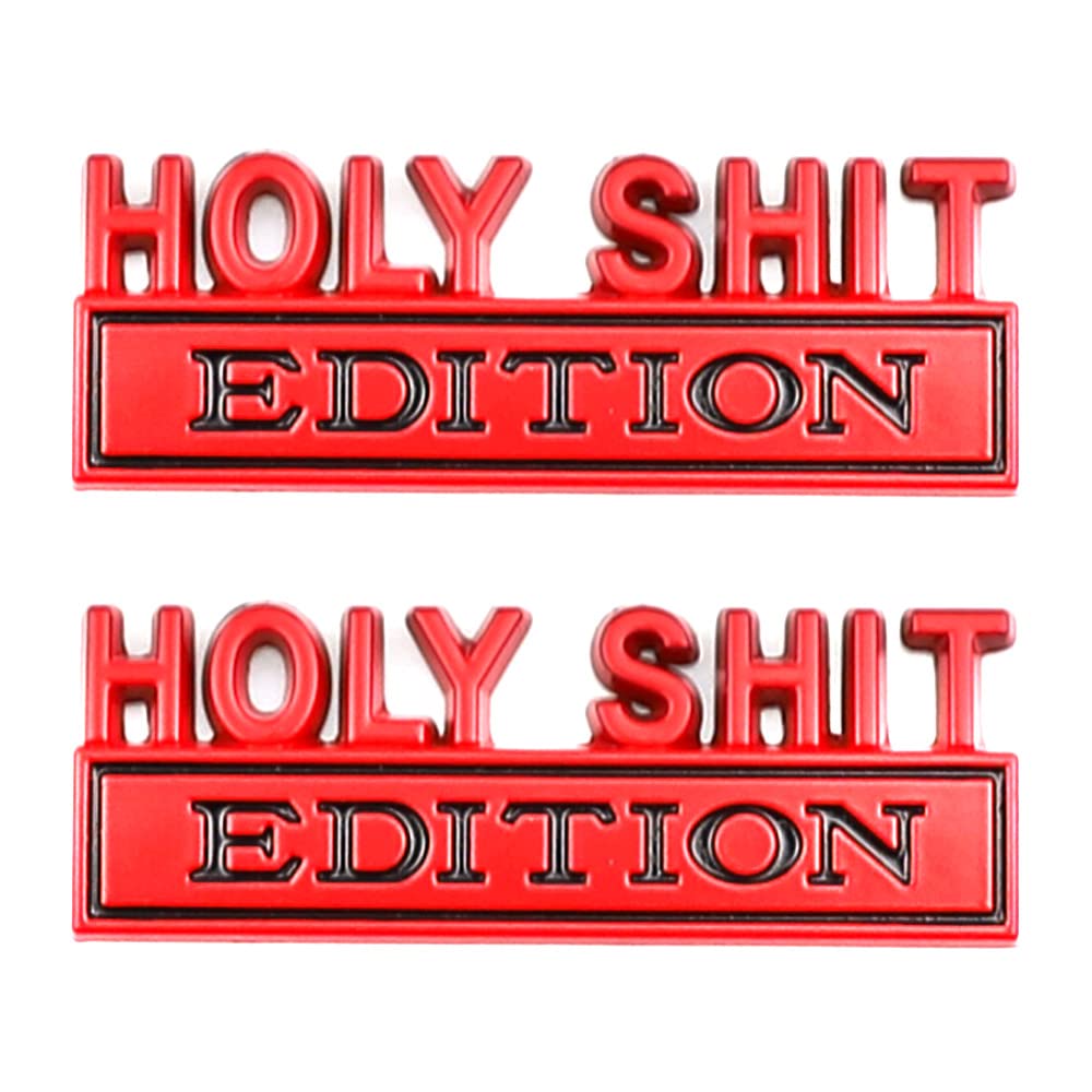 2 Pcs Holy Shit Edition Emblem Car Side Rear Front Hood Trunk Door Badge 3D Decal Sticker For Car Truck Suv Cr-Edition Cr-Editio