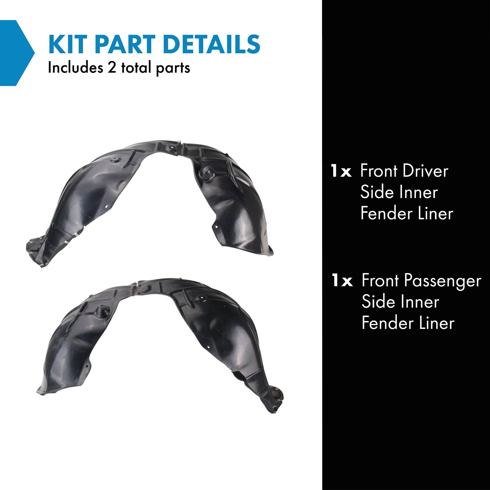 Trq Front Inner Fender Liner Set Compatible With 2016-2020 Buick Envision Gm1248285 Gm1249285