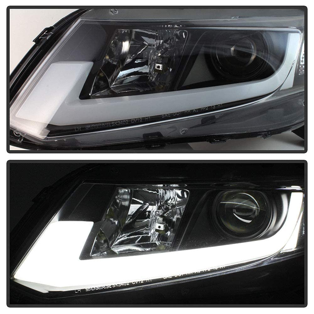 Acanii - For 2012-2015 Honda Civic Sedan 12-13 Coupe Led Drl Tube Projector Headlights Headlamps, Driver & Passenge Side
