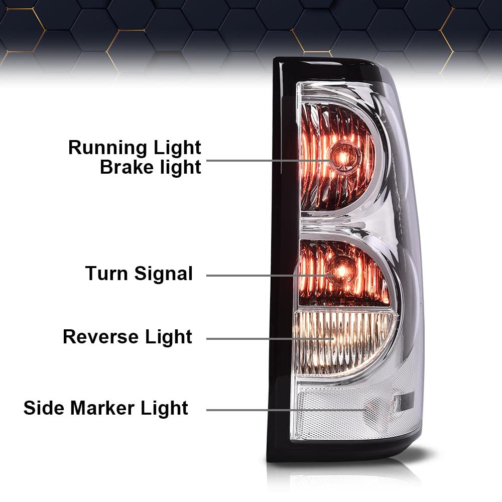Pit66 Tail Lights Compatible With 2003 2004 2005 2006 Chevy Silverado Pickup Driver And Passenger Side Clear Lens Gm2800174, Gm2