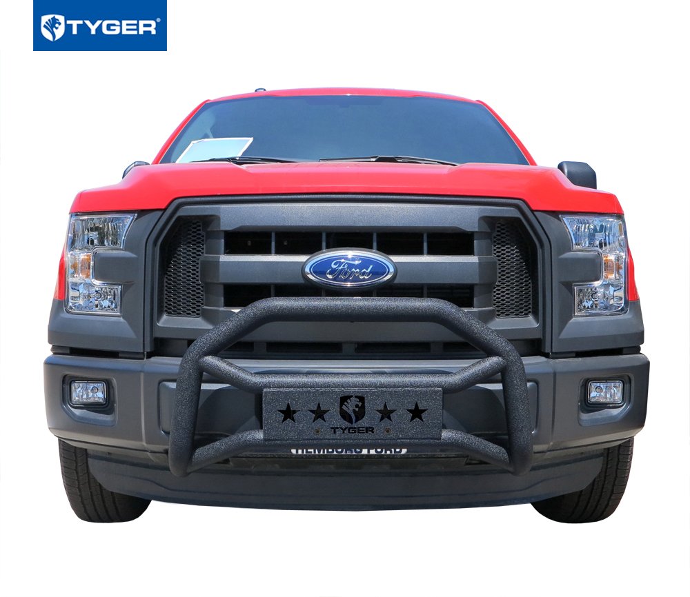 Tyger Auto Front Bumper Guard TG-GD6F60098 for 2004-2024 Ford F150, Textured Black, Carbon Steel, Light Mount, Excludes Raptor & Diesel