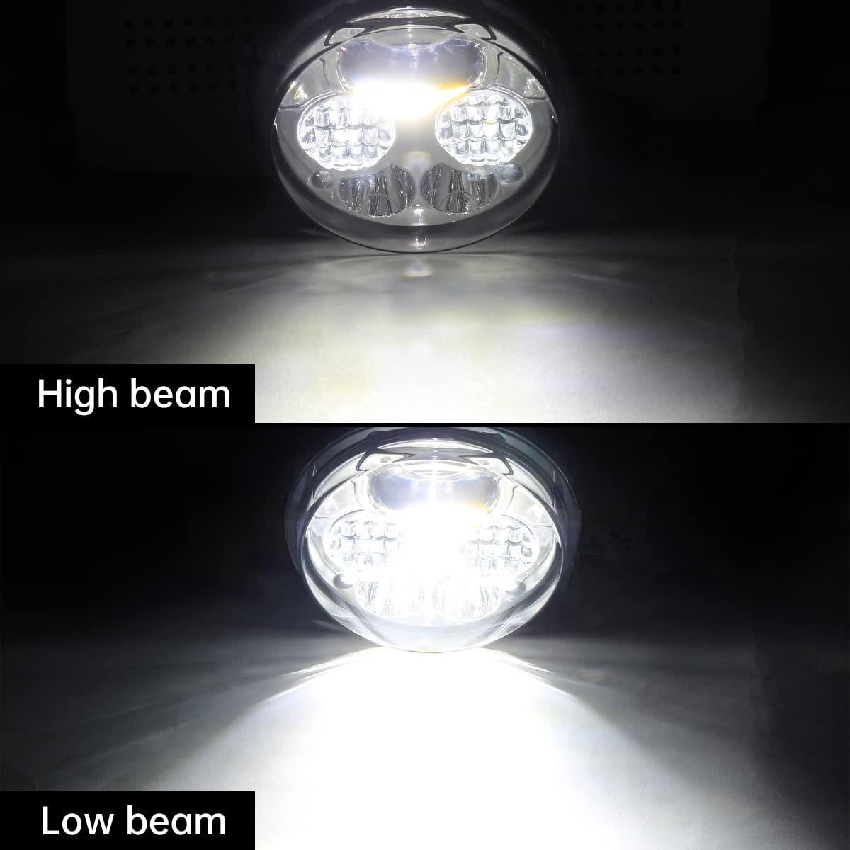 Cpowace Led Headlight For Brute Force Accessories, Pair Chrome 12V 4.5 Inch High Low Beam Front Head Lamp Assembly Compatible Wi