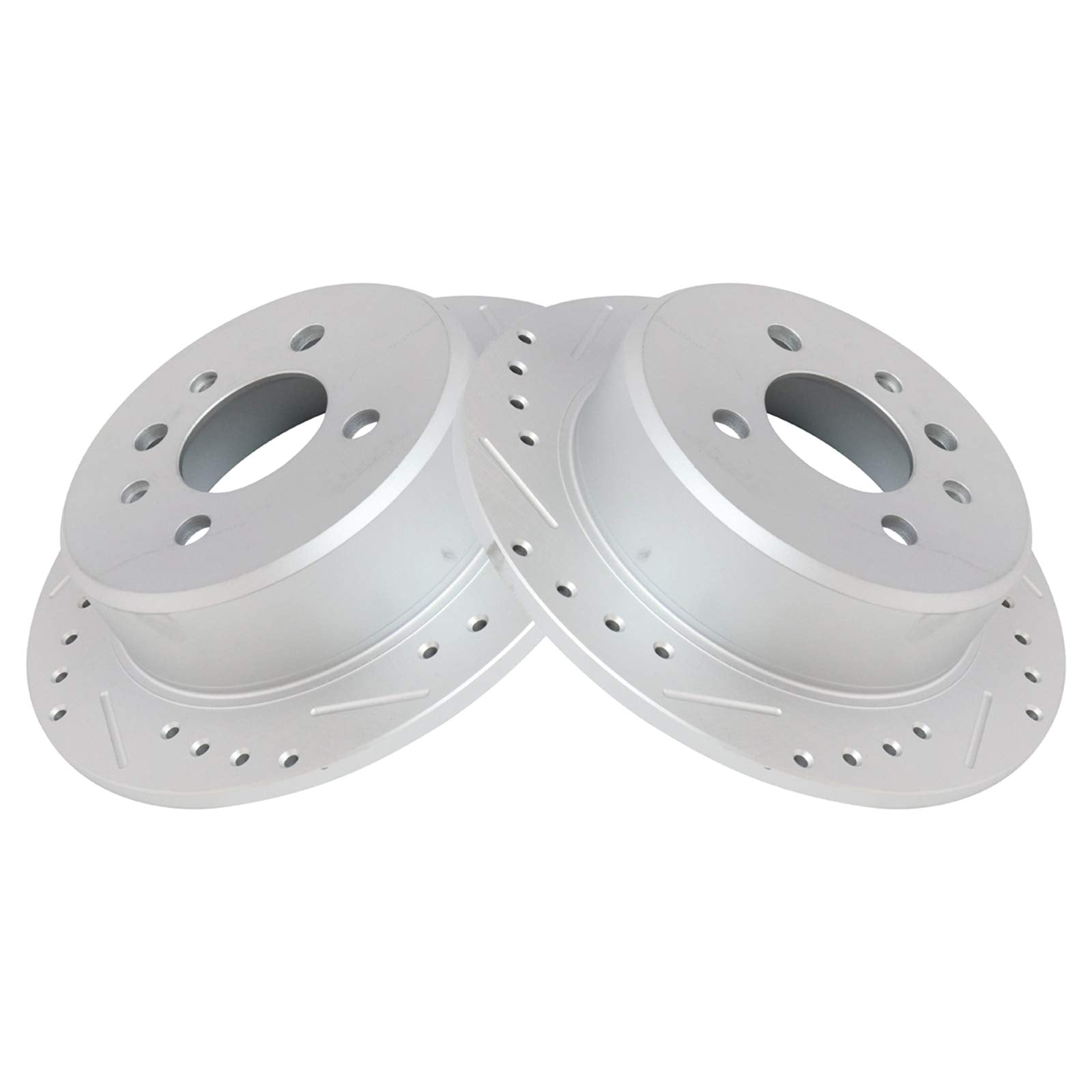 Trq Rear Performance Brake Rotors Set Premium G-Coated Cross Drilled & Slotted Compatible With 1991 Bmw 318I 1984-1987 325E 1987