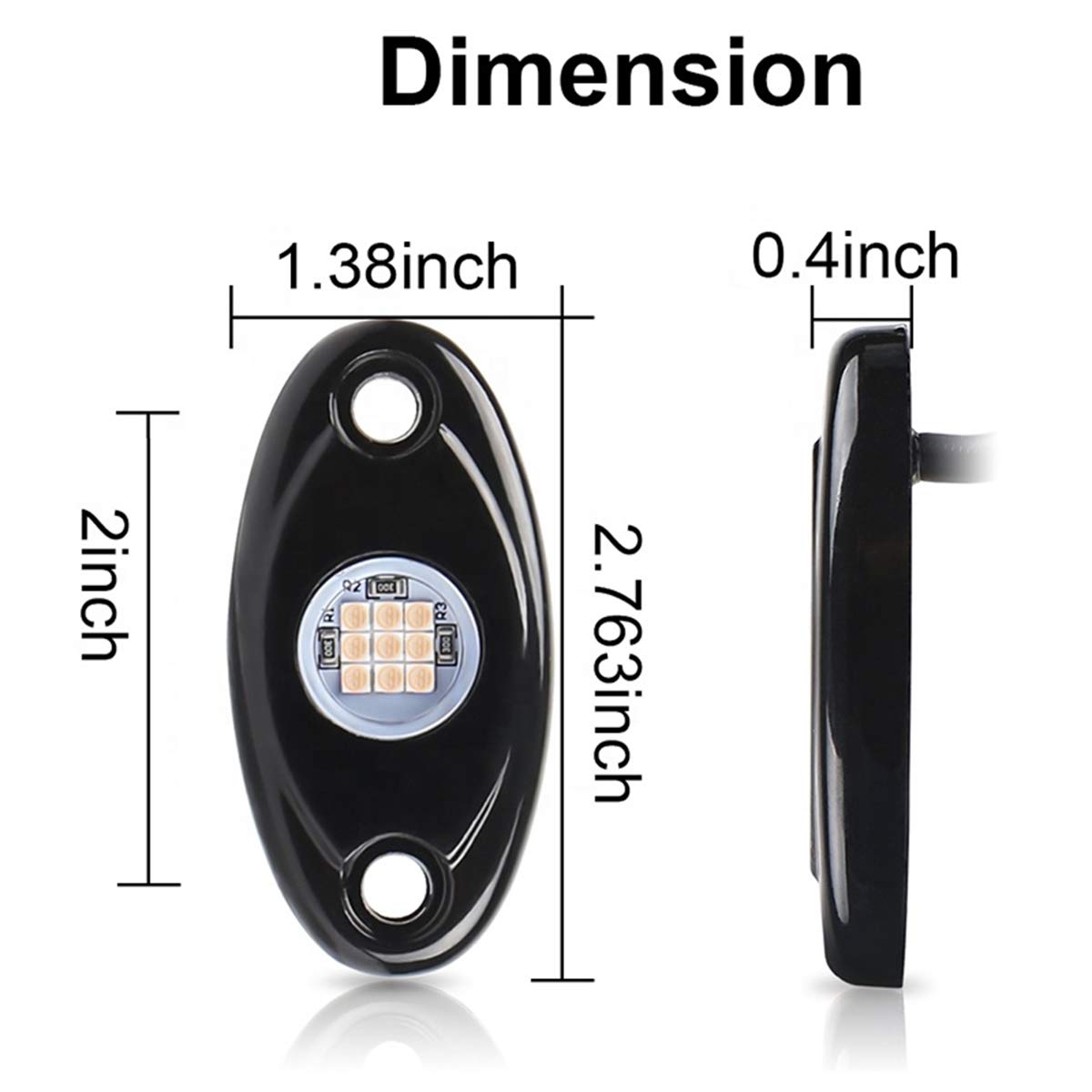 White Led Rock Lights, 4 Pods Neon 12V Waterproof Underglow Underbody Kit Crawler Crawling Dome Exterior Wheel Lights For Atv Rz