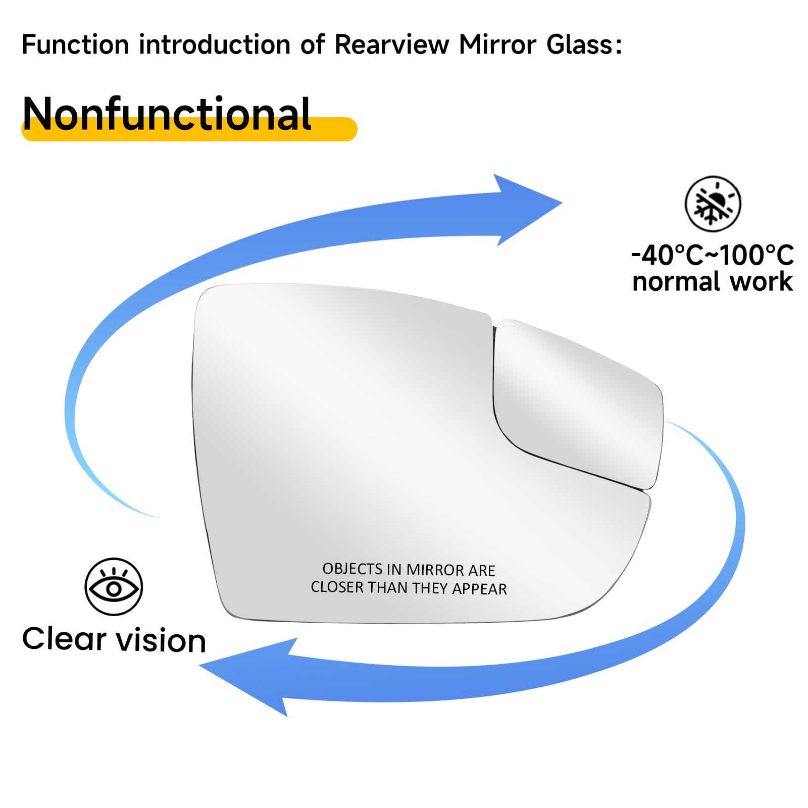 LOIYLLEN Passenger Side Mirror Replacement for Ford Focus 2012 2013 2014 2015 2016 2017 2018 - Right Side Mirror Glass, Rear Vie