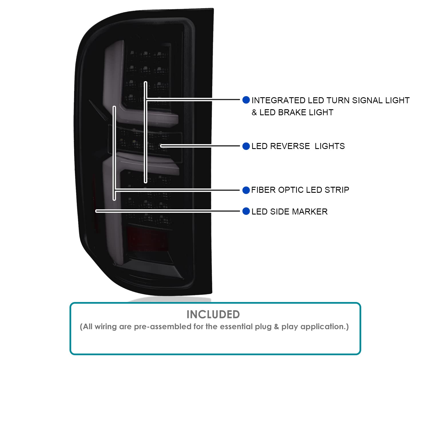 Spec-D Tuning Glossy Black Housing Smoke Lens Led Tail Lights With Red Led Bars Compatible With 2007-2013 Chevy Silverado 1500/2