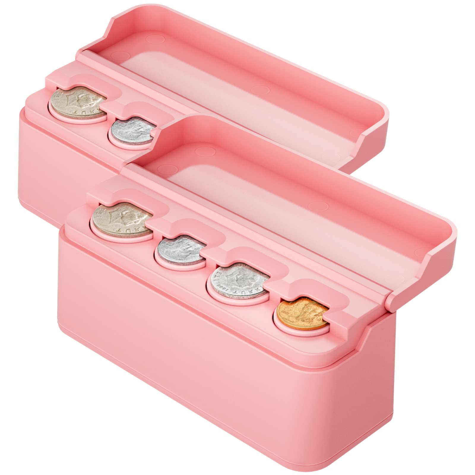 Joytutus Coin Holder For Car Change Organizer Universal Storage Coin Money Dispenser Fit For Most Car Trucks Accessories(Pink, 2