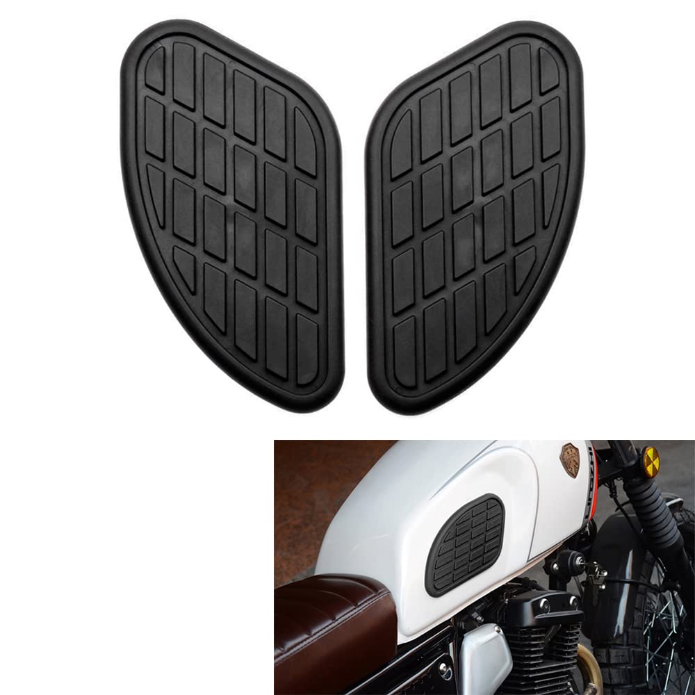 Kucehiup Motorcycle Fuel Tank Knee Pad, Vintage Tank Side Panels Protector Stickers Universal Gas Petrol Tank Knee Pads(Black)