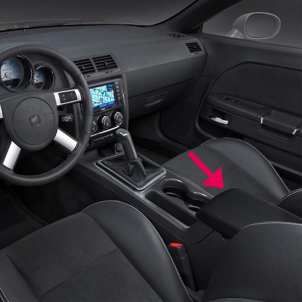 Pit66 Center Console Armrest Lid Cover Black, Compatible With 2008 2009 2010 Dodge Charger