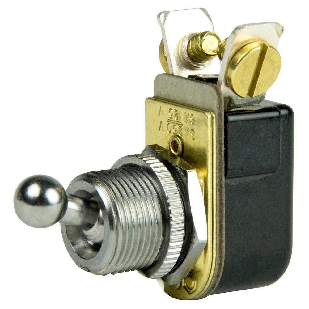 BEP 1002022 SPST Chrome Plated 3/8'' Ball Toggle Switch - Off/On, grey