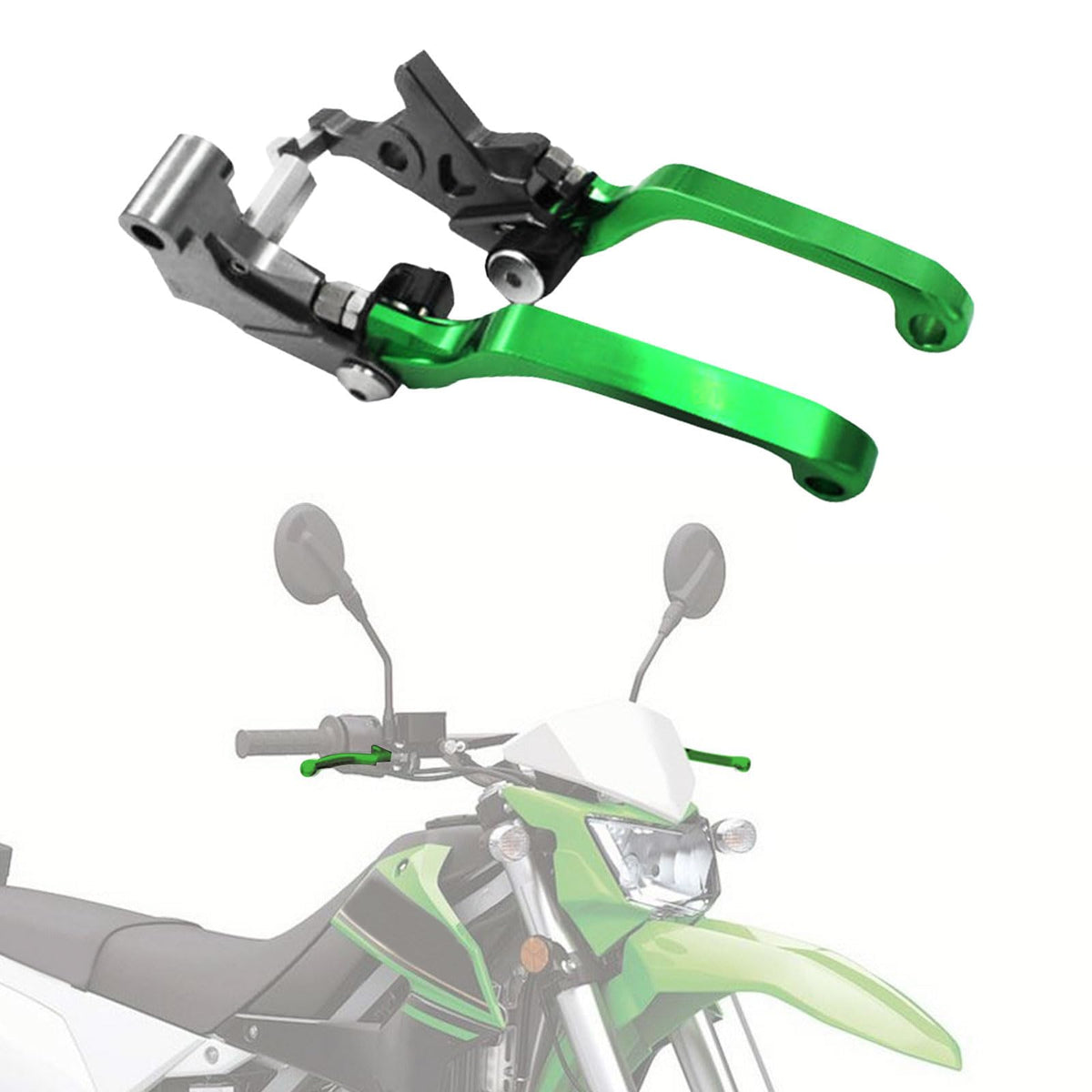 Iuvwisn Motorcycle Brake Clutch Lever Pivot Levers Set Adjustable Cnc For Klx 300 Klx300 Klx300R Klx300Sm 20-24 Klx230 Klx230R Klx230Sm 20-23 Klx125 10-16 Klx250 08-20 Dirt Pit Bike Green
