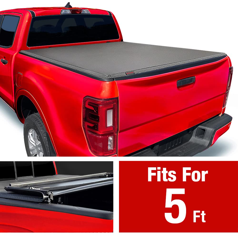 Maxmate Soft Tri-Fold Truck Bed Tonneau Cover Compatible With 2019-2023 Ford Ranger | 5' (61'') Bed | Tcf371066