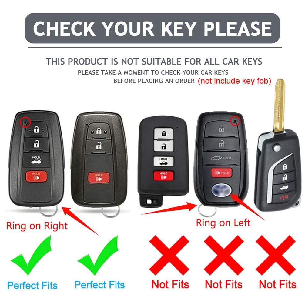 Cacacar For Toyota Camry Rav4 Key Fob Cover With Keychain,For Highlander Avalon Gt86 Key Fob Case Premium Soft Tpu 360 Degree Pr