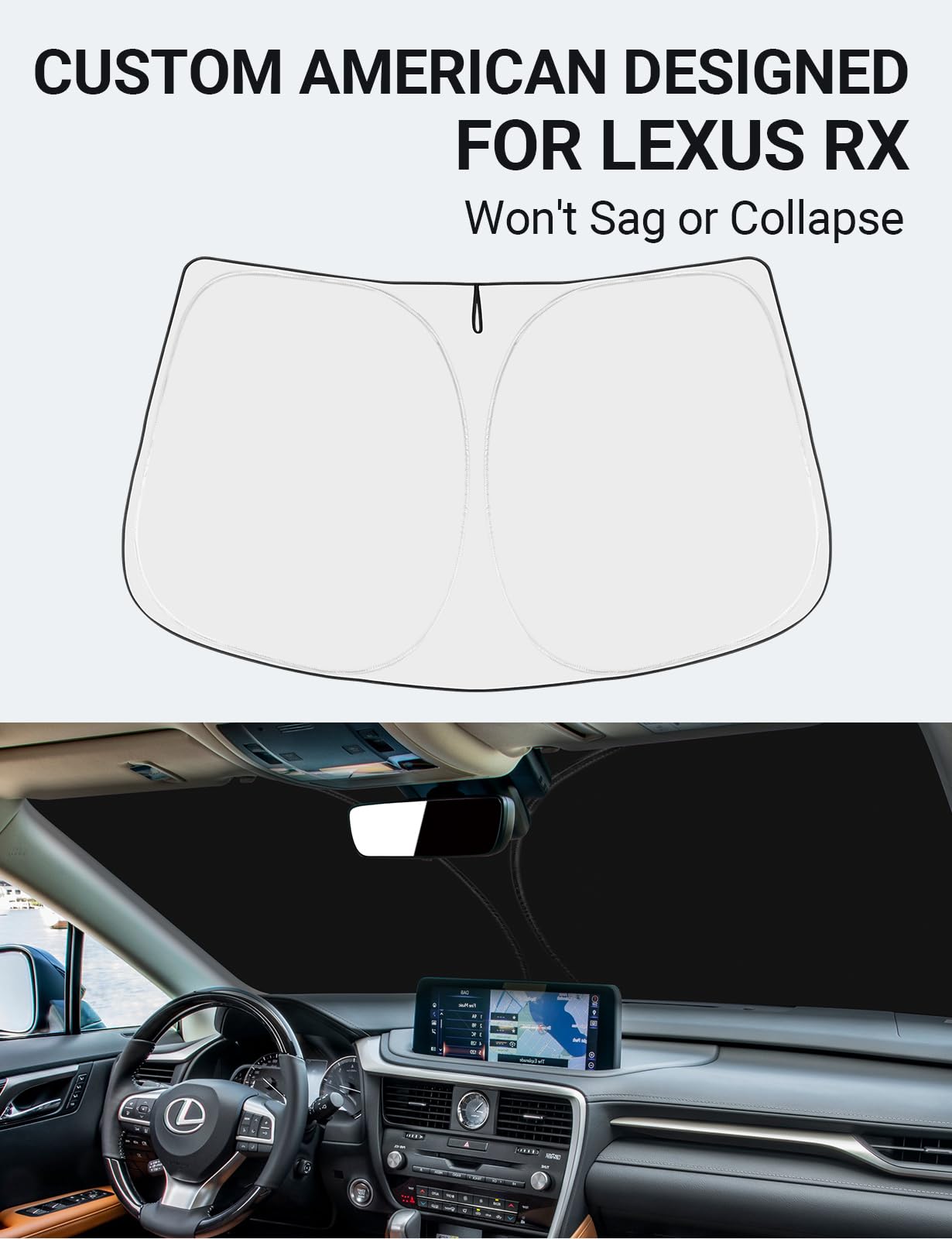 Proadsy 2025 Upgrade Front Windshield Sunshade Foldable Sun Shade Sun Visor Protector Custom Fit 2016-2024 2025 Lexus Rx Suv, Accessories