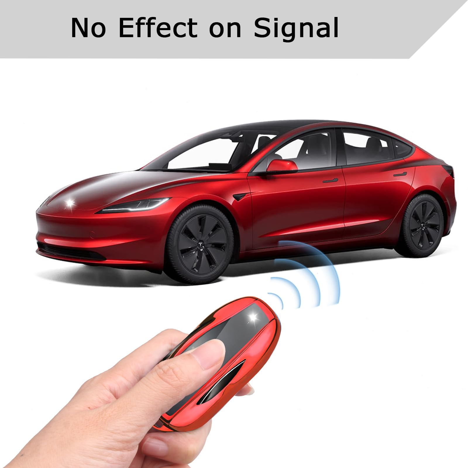 Qbuc For Tesla Key Fob Cover With Keychain Soft Tpu Protection Case Compatible With Tesla Model 3 / Y (Red)