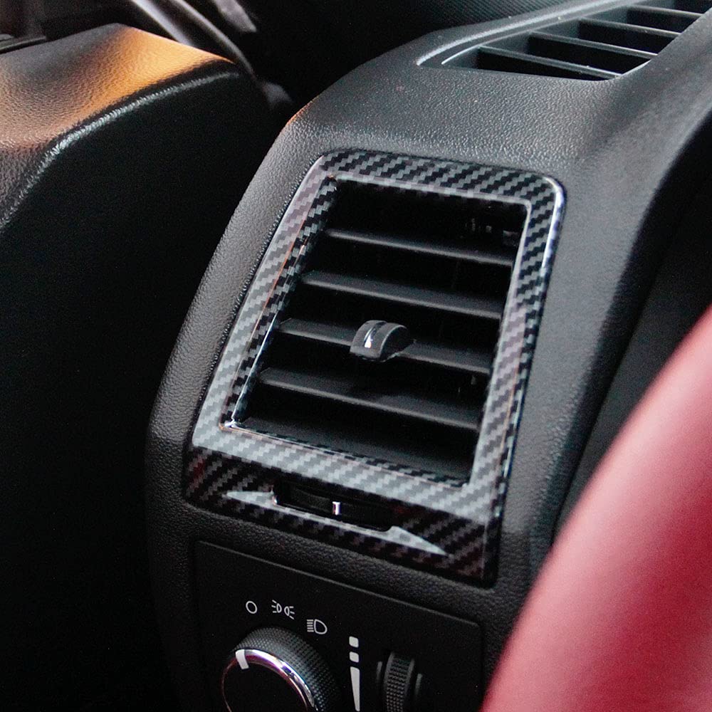 Korlot Carbon Fiber Air Vent Cover Ac Outlet Trim Kit For 2008-2014 Dodge Challenger