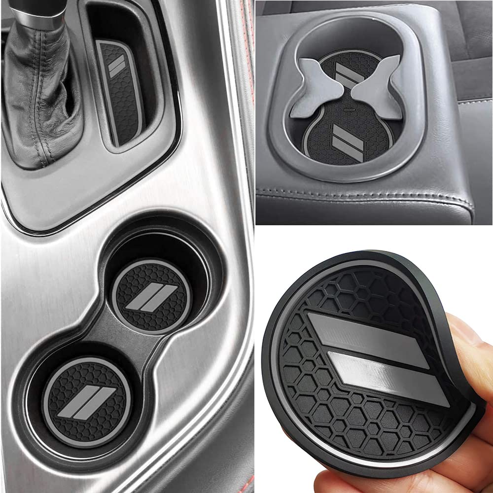 Auprite Non-Slip Anti-Dust Mats For Dodge Challenger Accessories 2015 2016 2017 2018 2019 2020 2021 2022, Custom Fits Cup Holder Liners Mats Door Pocket Center Console Liners (Gray/11Pcs)