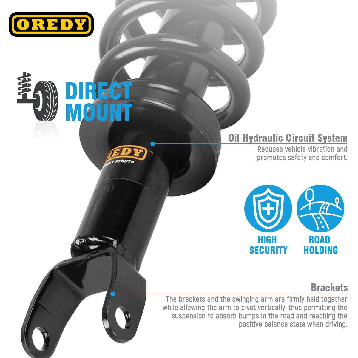 OREDY Front Pair Complete Struts Coil Springs Assembly Compatible with 2009 2010 Dodge Ram 1500 4WD and 2011-2018 Ram 1500 4WD -