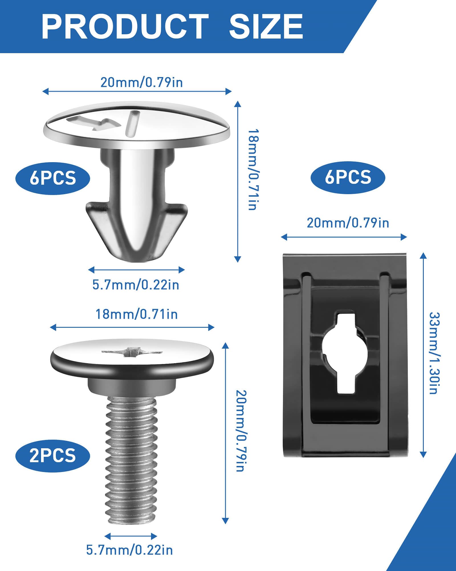 Vomika Lower Engine Cover Pin Screws, Premium Radiator Engine Access Cover Pin Clips, Engine Splash Shield Bolt Screw Fastener C