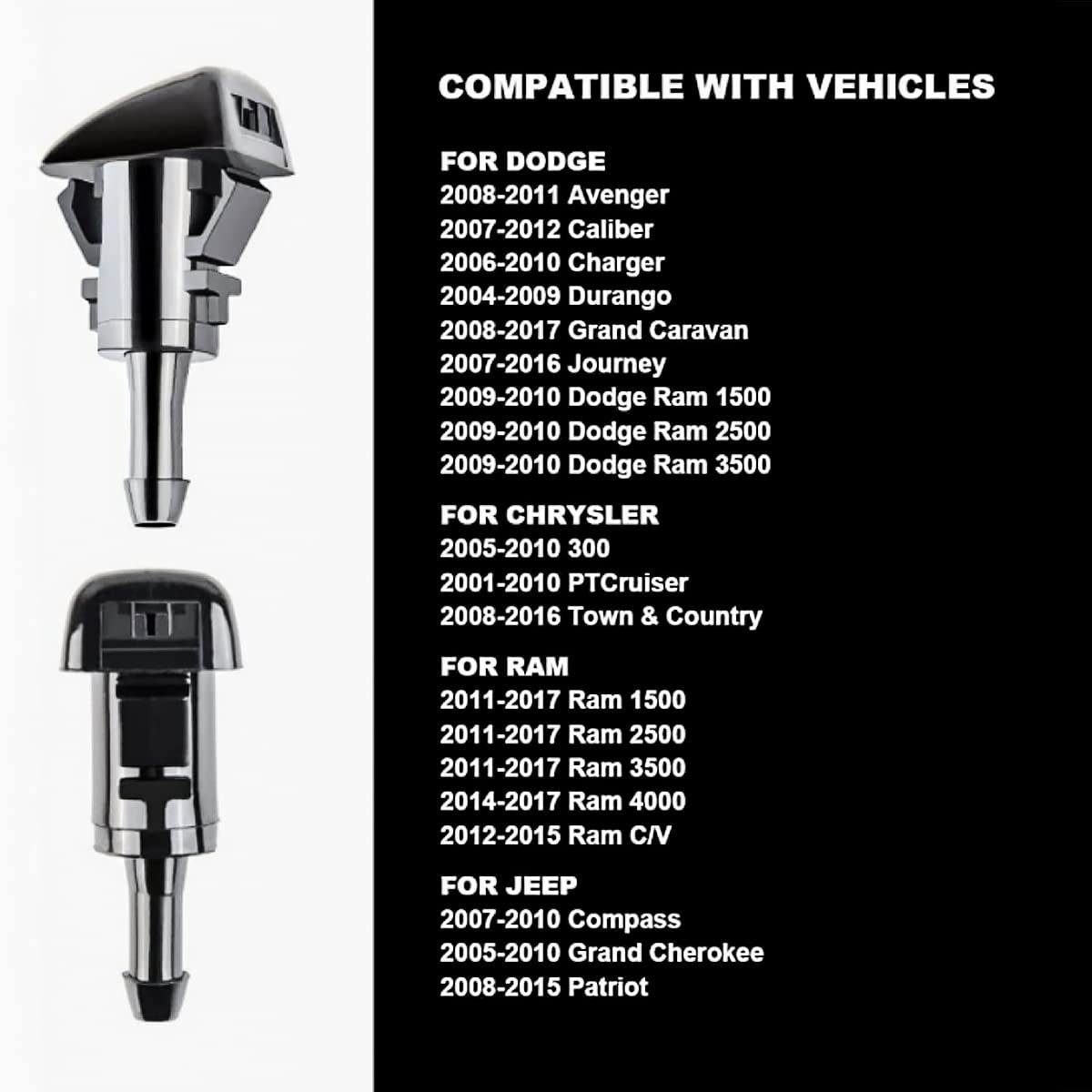 Auceli Windshield Washer Hose Kit, 3 Pcs Hose Connectors, 4 Fan Nozzles, 2M Washer Fluid Hose, 4 Rubber Gaskets, Connect Car Wat