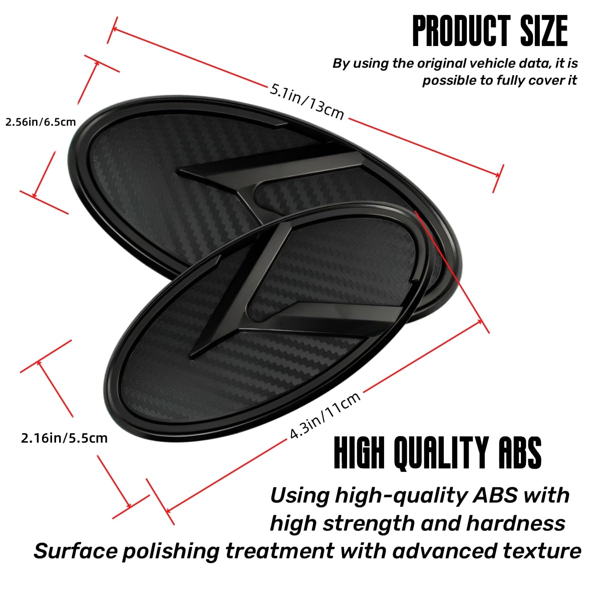 2Pcs K Logo Front Hood Trunk Emblem Badge Compatible with Forte Sedan Optima Cerato .etc (Carbon Fiber Black)