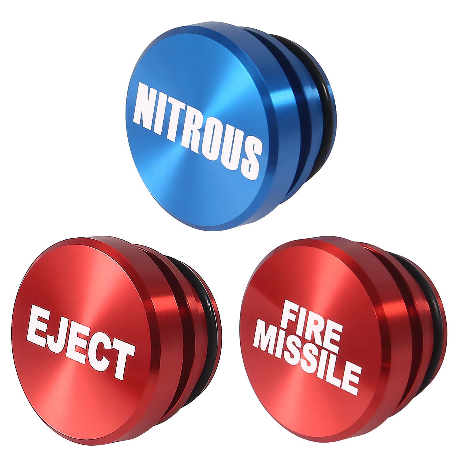 Melife 3 Pcs Cigarette Lighter Plug Cover Dustproof Waterproof Socket Cover Cap Replacement, 12 Volt Aluminum Button Fits Most Automotive Vehicles (Eject & Fire & Nitrous)