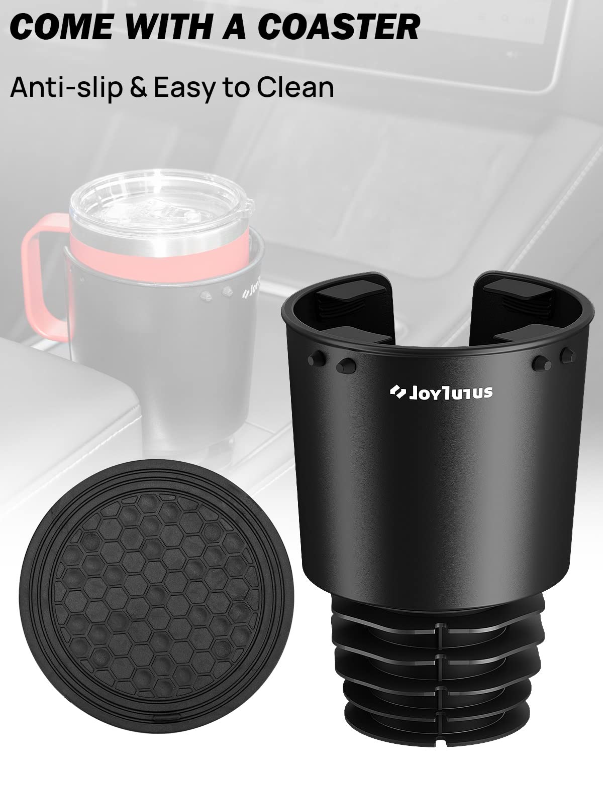 Joytutus 2 Pack Car Cup Holder Expander With Offset Base, Compatible With Yeti, Hydro Flask, Nalgene, Cup Holder Expander For Car Hold 18-40 Oz Bottles And Mugs, Other Bottles In 3.4-3.8