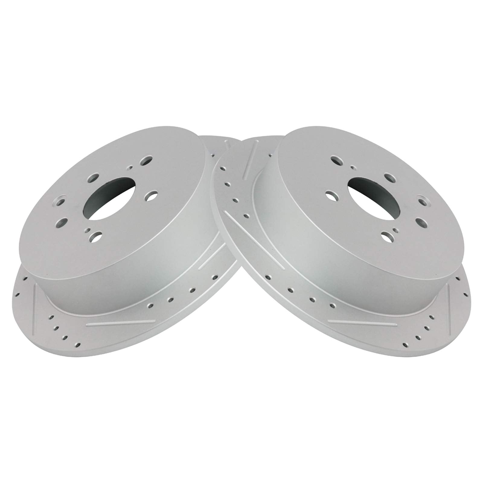 Trq Rear Performance Brake Rotors Set Solid Premium G-Coated Cross Drilled & Slotted Compatible With 2010-2015 Lexus Rx350 Rx450