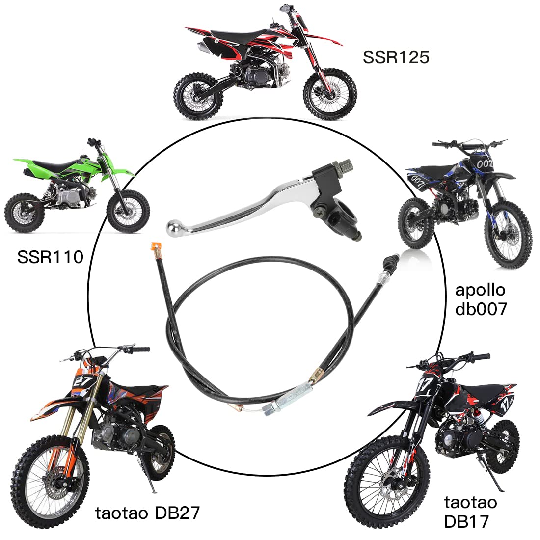 Yoxufa 7/8 Handlebar Left Clutch Lever And Cable Replacement For 50Cc 70Cc 90Cc 110Cc 125Cc 250Cc Ssr Rfz Tao Tao Db17 Db27 Cool