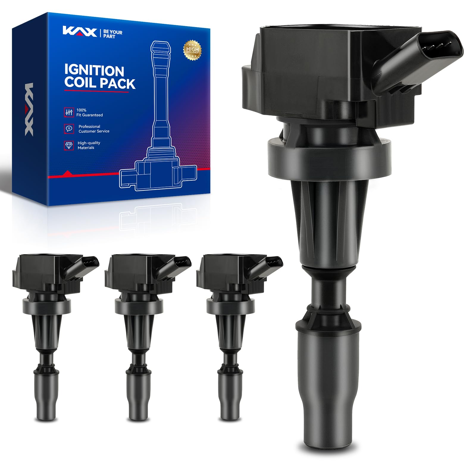 KAX UF817 Ignition Coil 4 Packs Fit for Tucson 2016-2018,Kona 2018-2021,Veloster 2016-2017 2019-2021,Optima 2016-2020,Soul 2017-