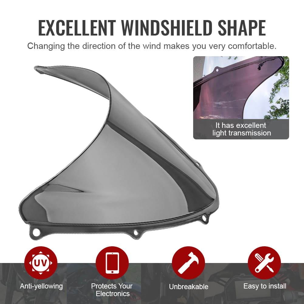 GZYF Smoke Tinted Windscreen Windshield Set for Suzuki GSXR 600 750 2006 2007 06 07 K6 Black