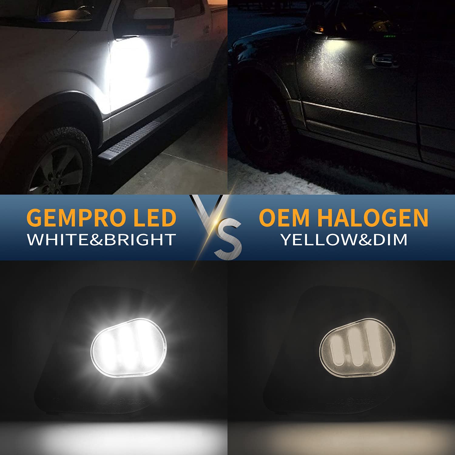 Gempro 2Pcs Led Side Mirror Puddle Light Lamps Assembly For 2010-2019 Dodge Ram 1500 2500 3500 4500 5500 Towing Mirror Lights, 6