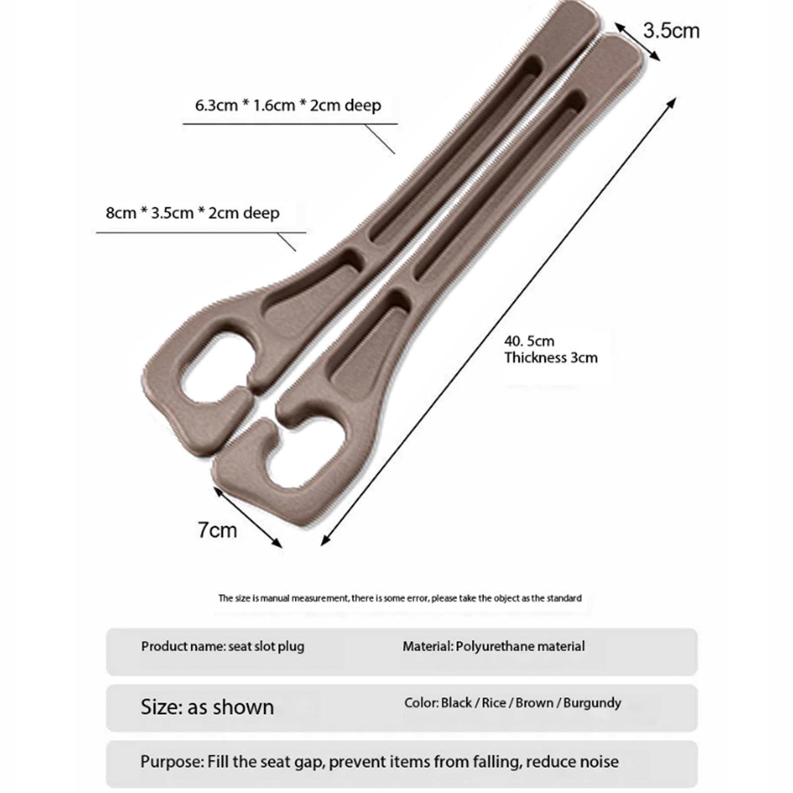 Car Seat Gap Filler 2 Pack, Universal Fit Pu Leather Car Seat Gap Plug To Fill The Gap Between Seat And Console, Car Seat Crevic