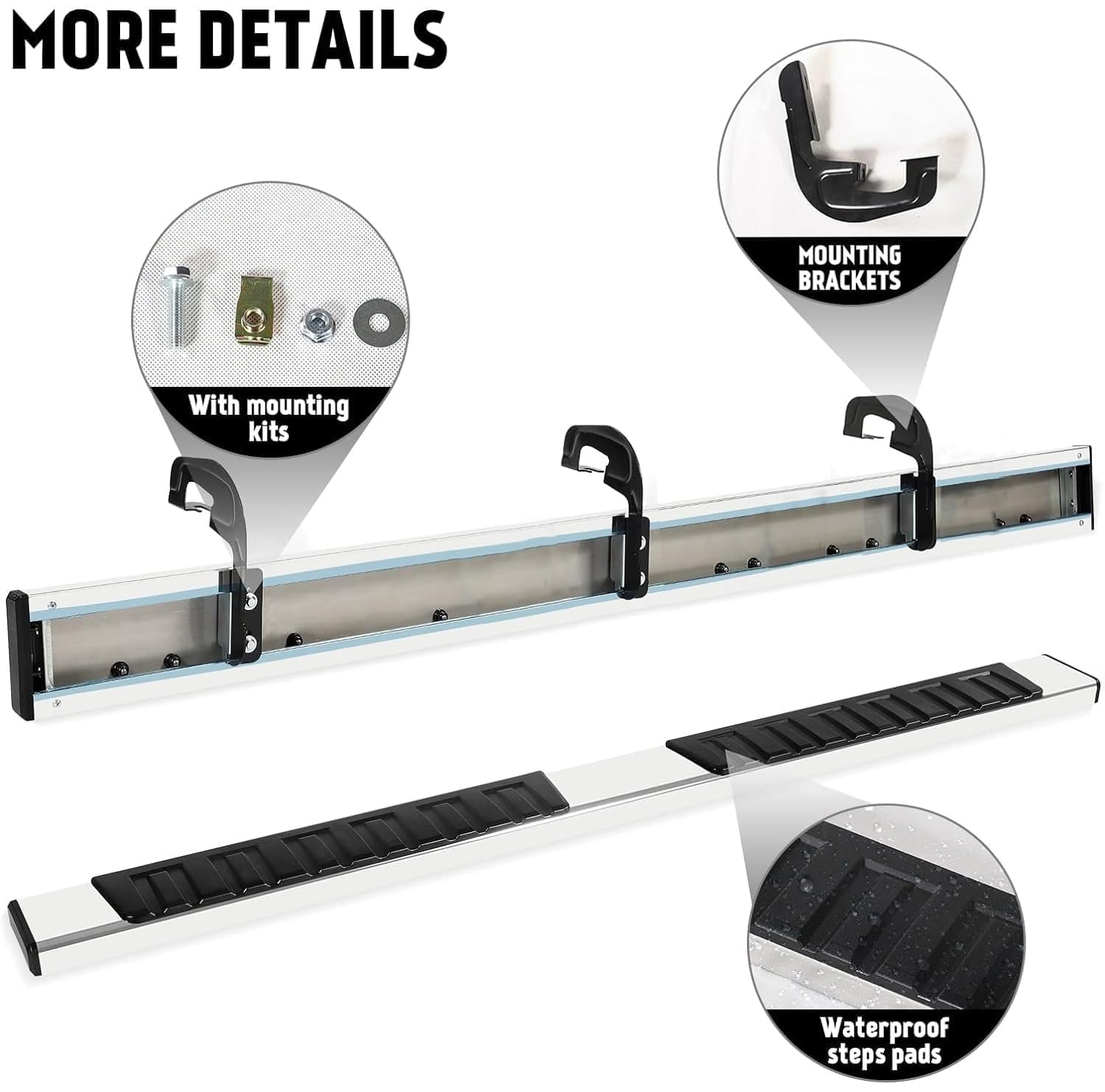 Pz 6'' Double Cab Running Boards For 2007-2018 Chevy Silverado/Gmc Sierra 1500, 2007-2019 For 2500Hd 3500Hd 2019 Ld Mirror Stain