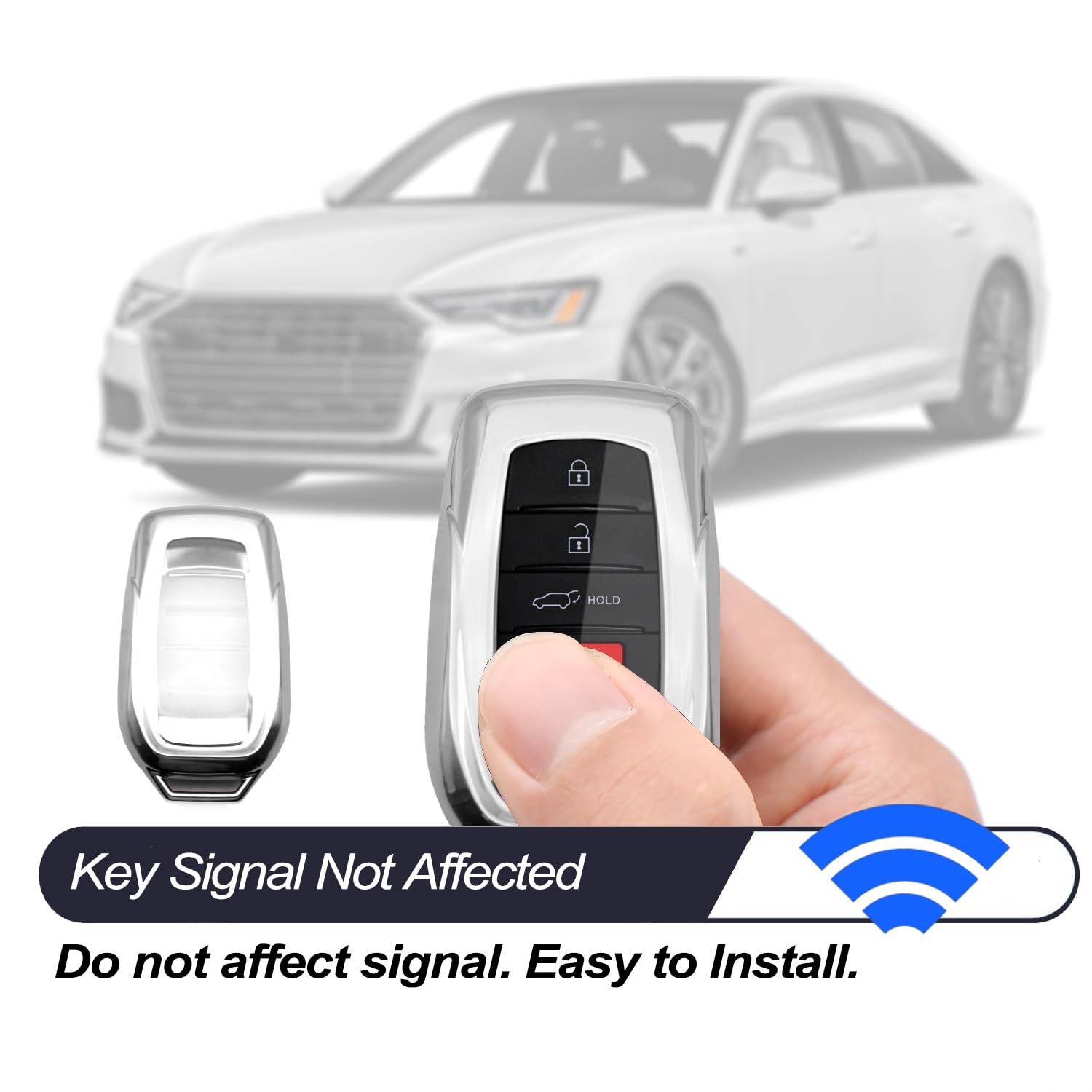 MECHCOS Compatible with Toyota Tacoma Venza Corolla Grand Highlander Prius Land Cruiser Sienna Sequoia Tundra Crown RAV4 Prime Silver TPU Key Fob Cover Case Remote Holder Protector Sleeve Accessories