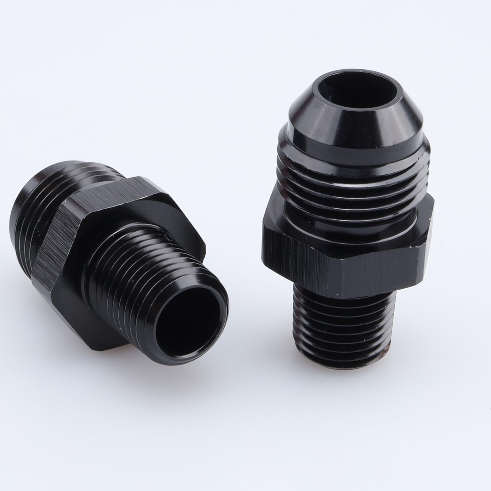 Ac Performance Male 1/4'' Npt To -8 An Flare Adapter Straight Aluminum Black, Pack Of 2