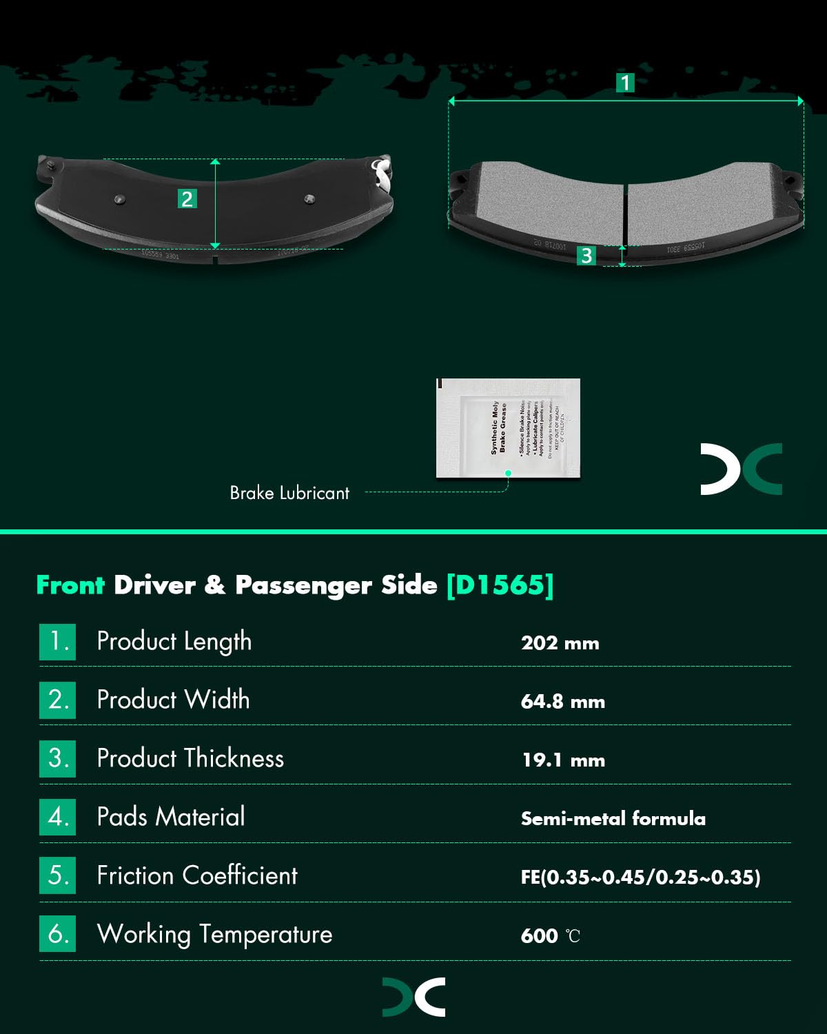 Scitoo D1565 Front/Rear Brake Pad Sets Fit For Chevy Express 4500/Silverado 2500 Hd/Suburban 3500 Hd,For Gmc Savana 3500/Savana