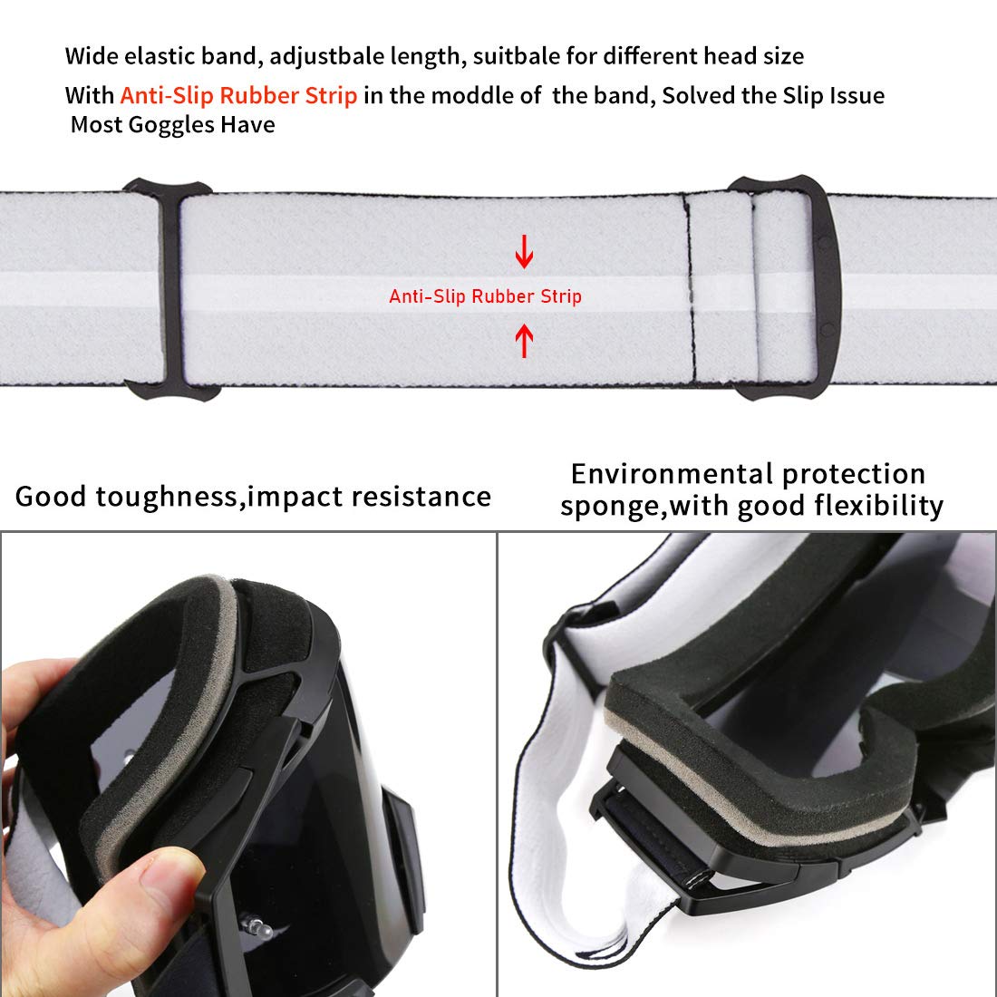 ZDATT Motorcycle Goggles Dirt Bike Goggles Motocross Goggles ATV Goggles Dustproof Racing Goggles Scratch Resistant Ski Goggles