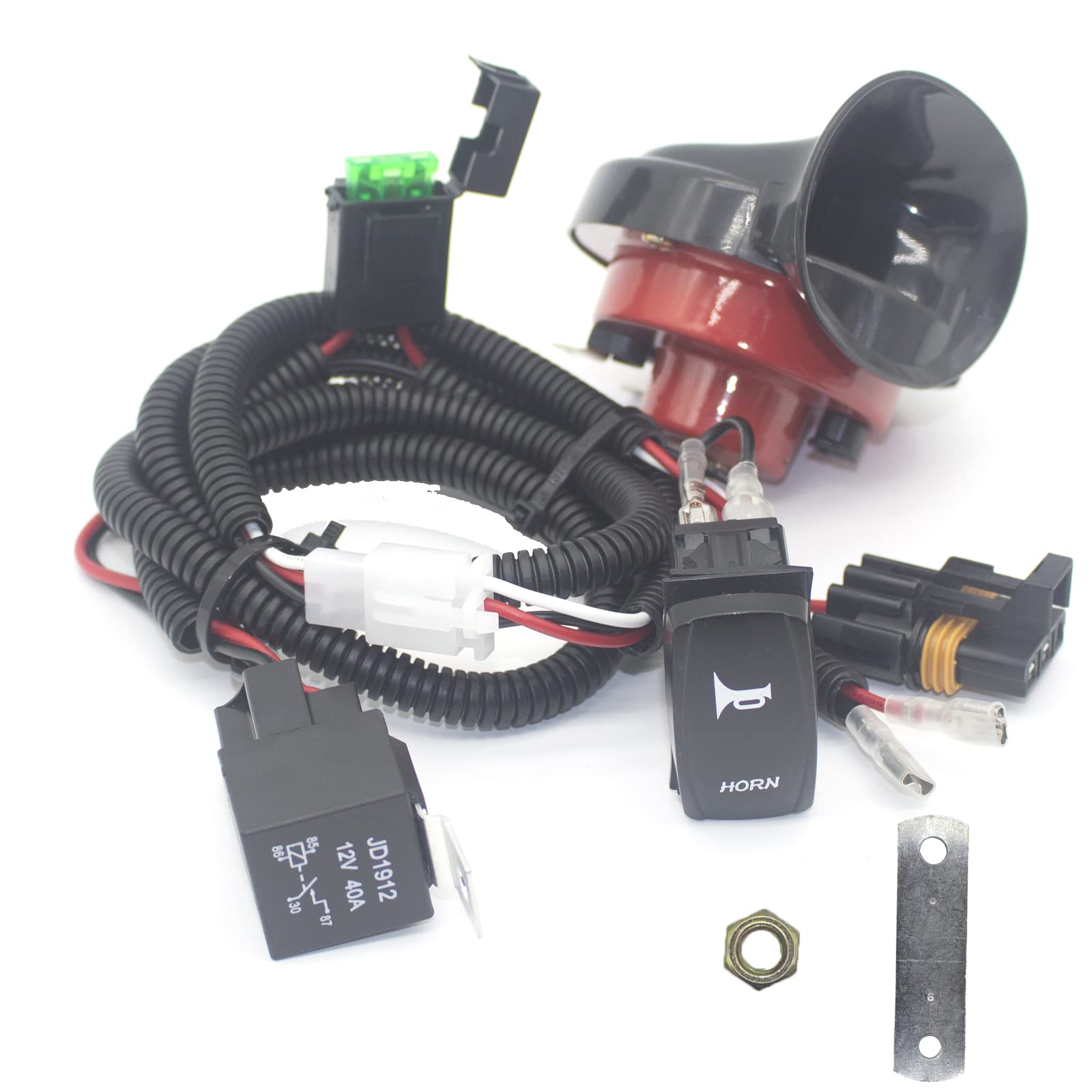 Universal UTV Horn Kit for RZR 12V Horn With Button Rocker Switch Compatible with Polaris RZR XP 1000, Ranger, Honda Pioneer Tal