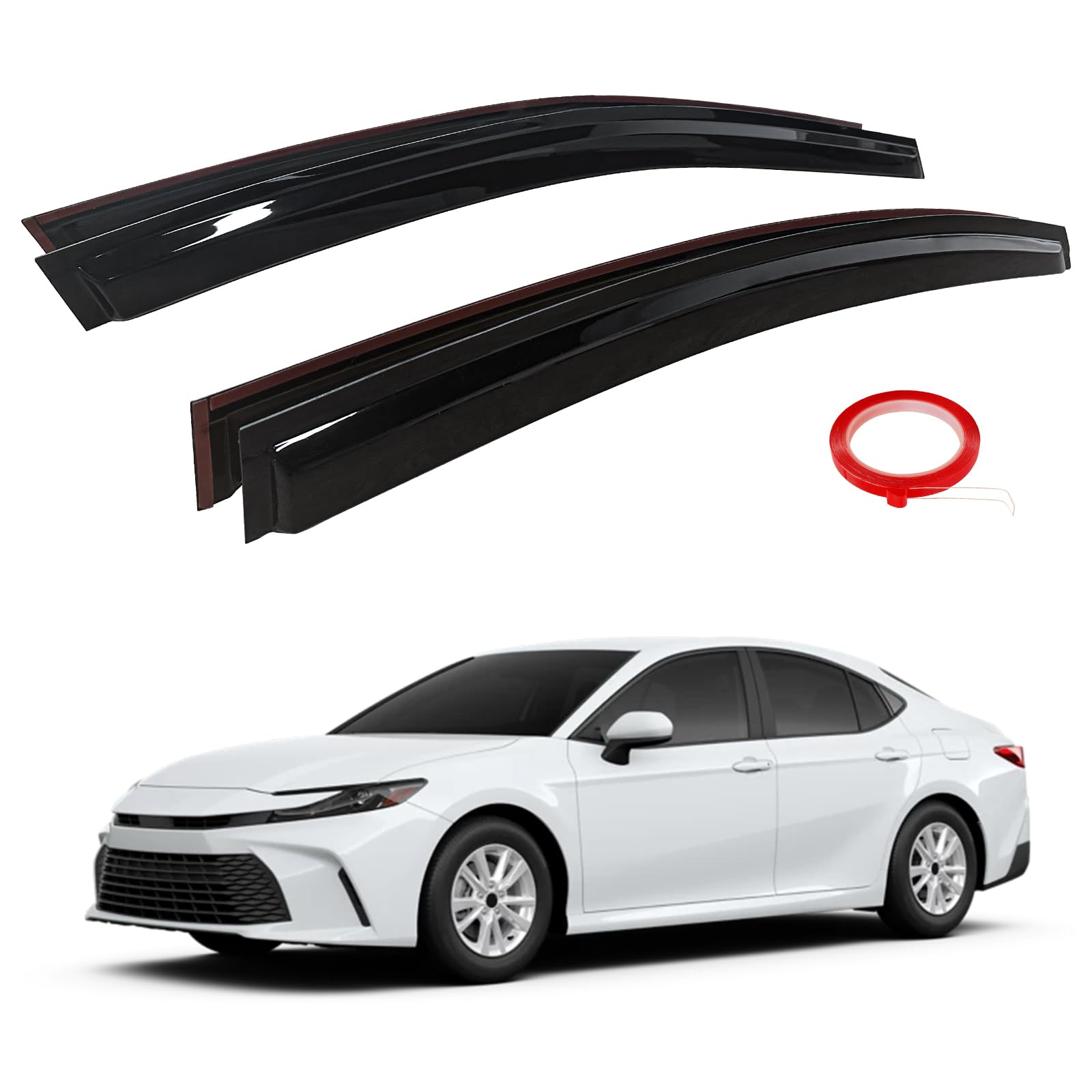 AUXKO Window Rain Guards for Toyota Camry LE XE XLE XSE 2025 2026 - Tape-On Shatterproof Sun Smoke Guard Vent Visor with 3M Doub