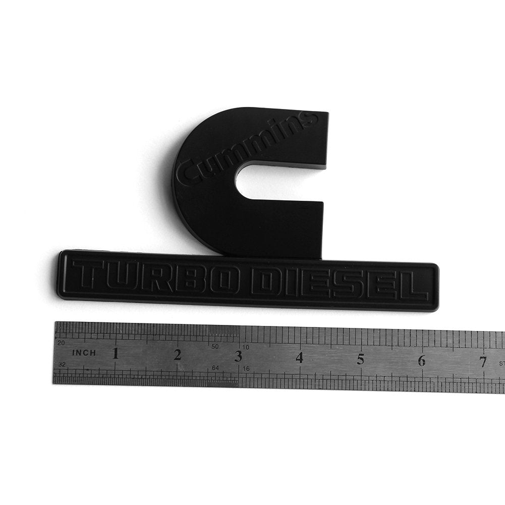 Yoaoo 2Pack Replacement Compatible With Cummins Turbo Emblem Badge 2500 3500 Emblem Matte Big All Black 6.2' By 3.4' Inches