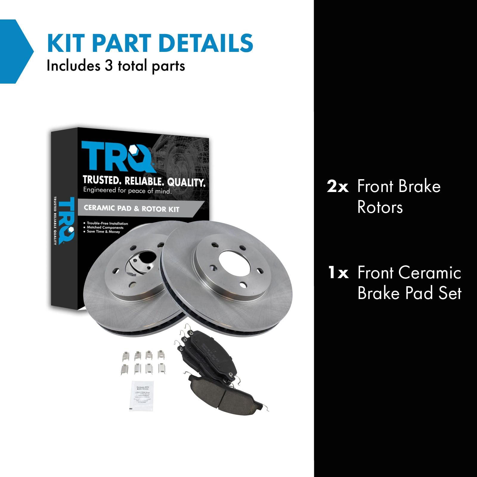 Trq Front Brake Pad & Rotor Kit Brake Pads Brake Rotor Ceramic Compatible With 2005-2010 Ford Mustang