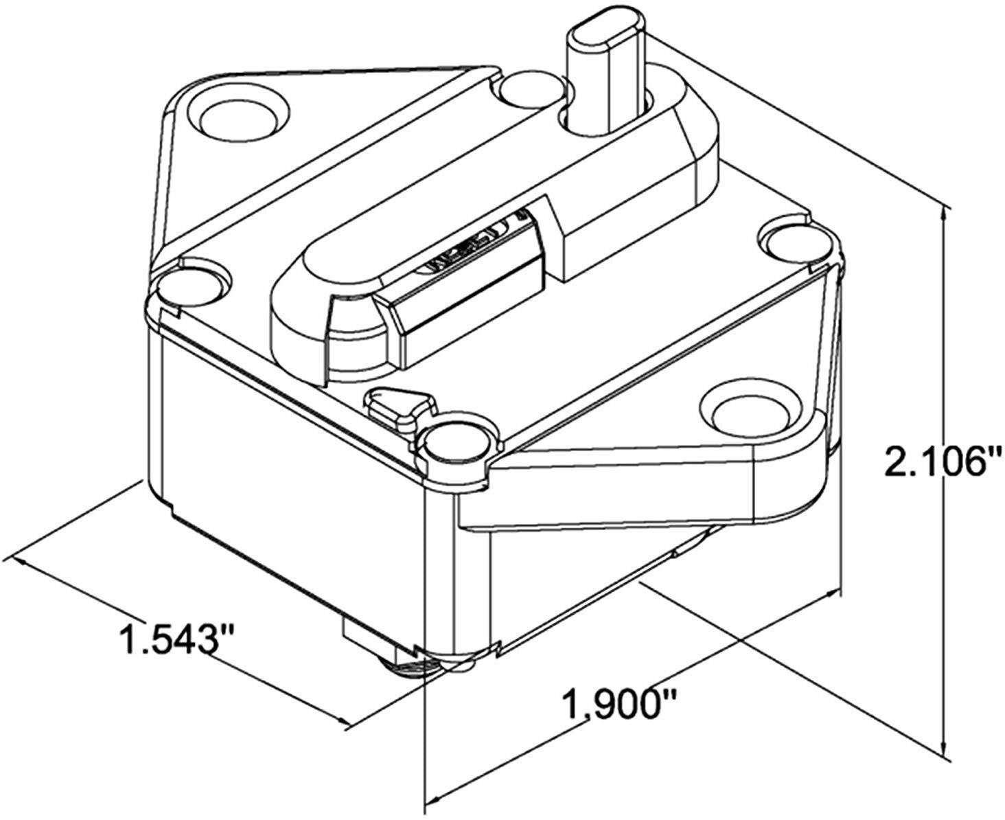 T Tocas Hi-Amp Type Iii 150A Circuit Breaker With Manual Reset Panel Mount, 12V - 48Vdc, Switchable Waterproof