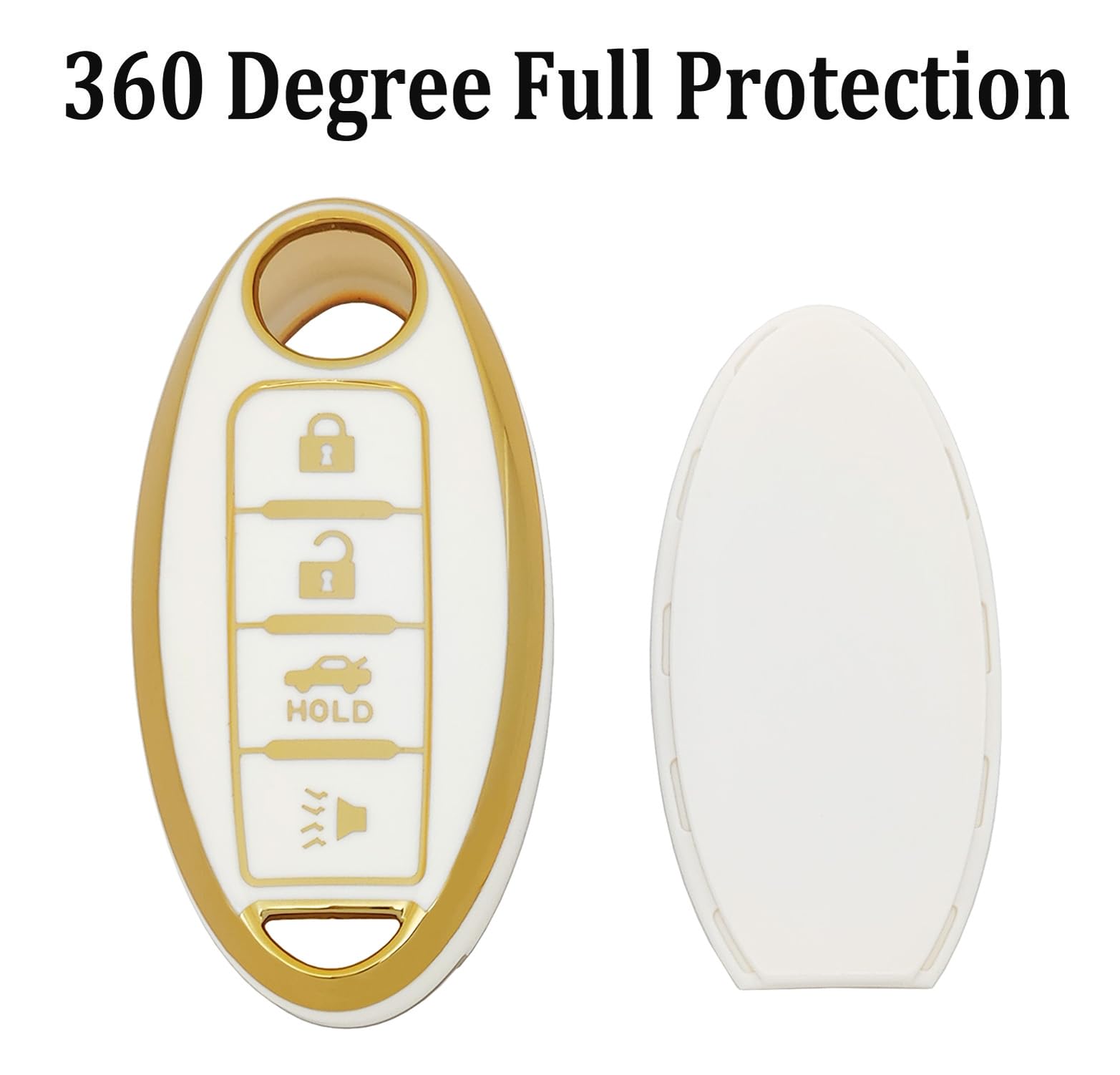 Arruweer Key Fob Cover For Nissan Key Case With Keychain For Nissan Altima Maxima Rogue Armada Pathfinder Versa 4 Buttons Smart