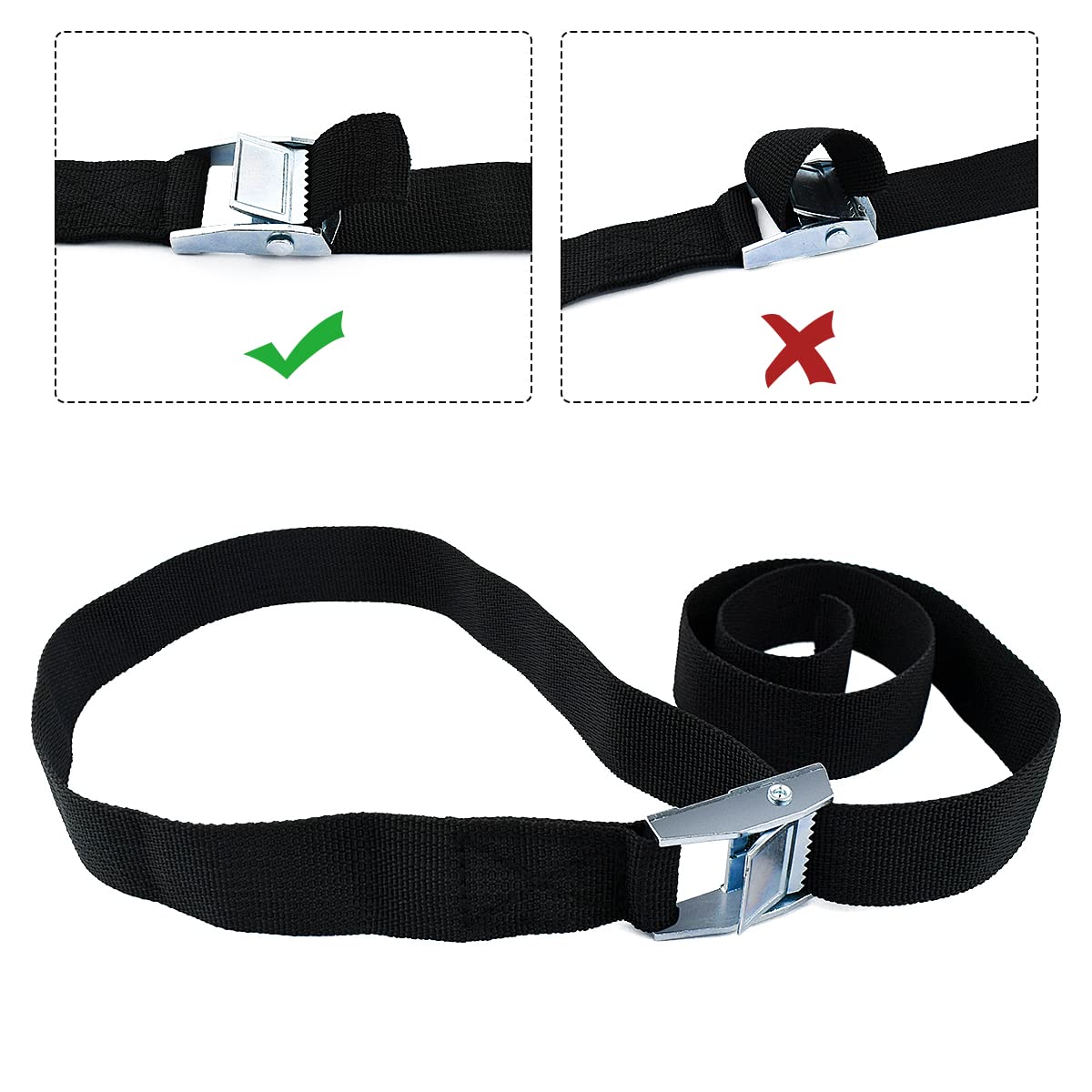 2Pcs Lashing Straps With Buckles Adjustable, Up To 600Lbs,Tie Down Straps For Motorcycle, Cargo, Trucks,Trailer,Luggage (1' X 3.3')