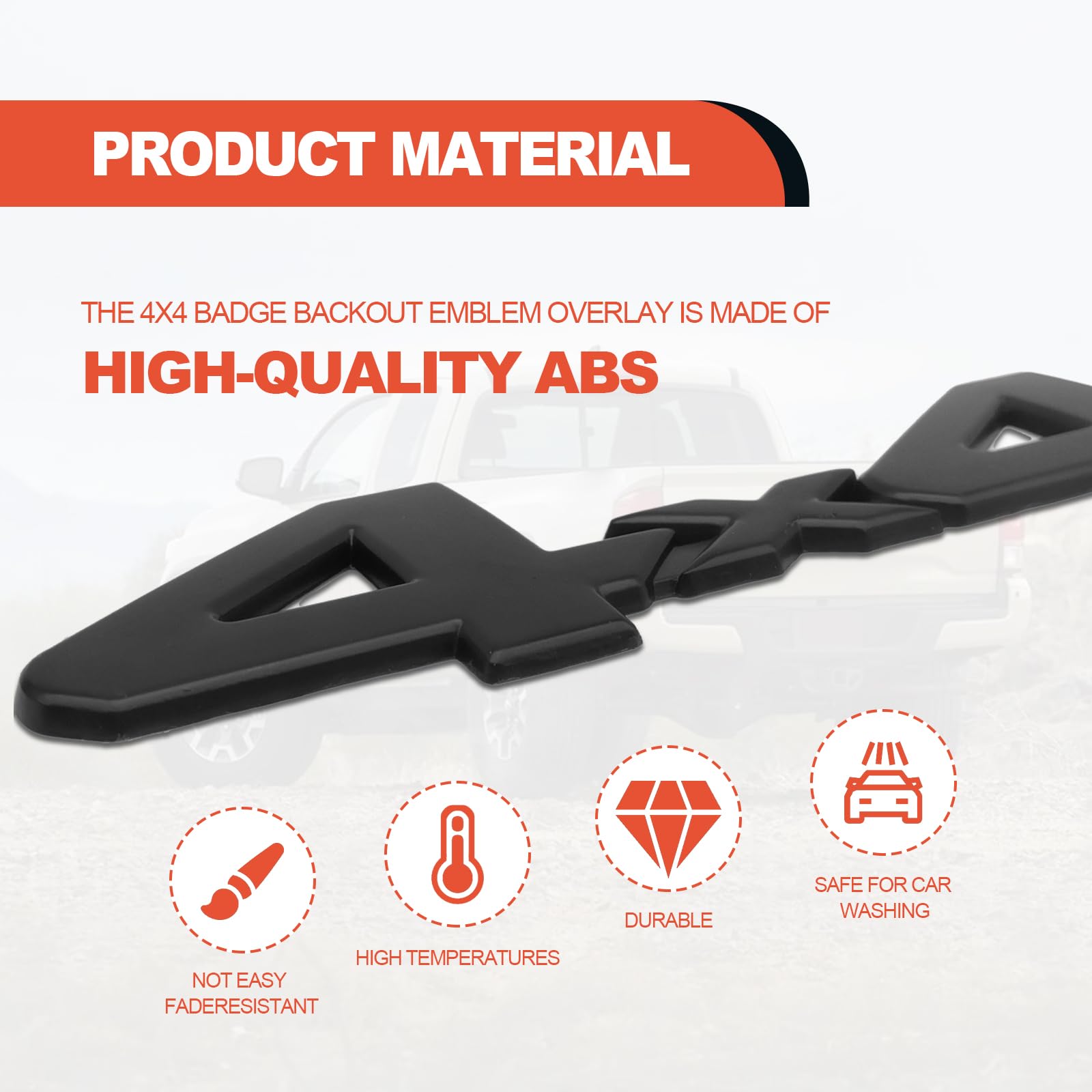 Universal 4X4 Emblem Badge 3D Logo, Full Coverage 3/M Adhesive Compatible With 4Run|Tac|Tun Suv Truck Pickup Model 3D Raised Abs 4X4 Badge, 3D Metal Matte Black Logo Trunk Badge (Matte Black)