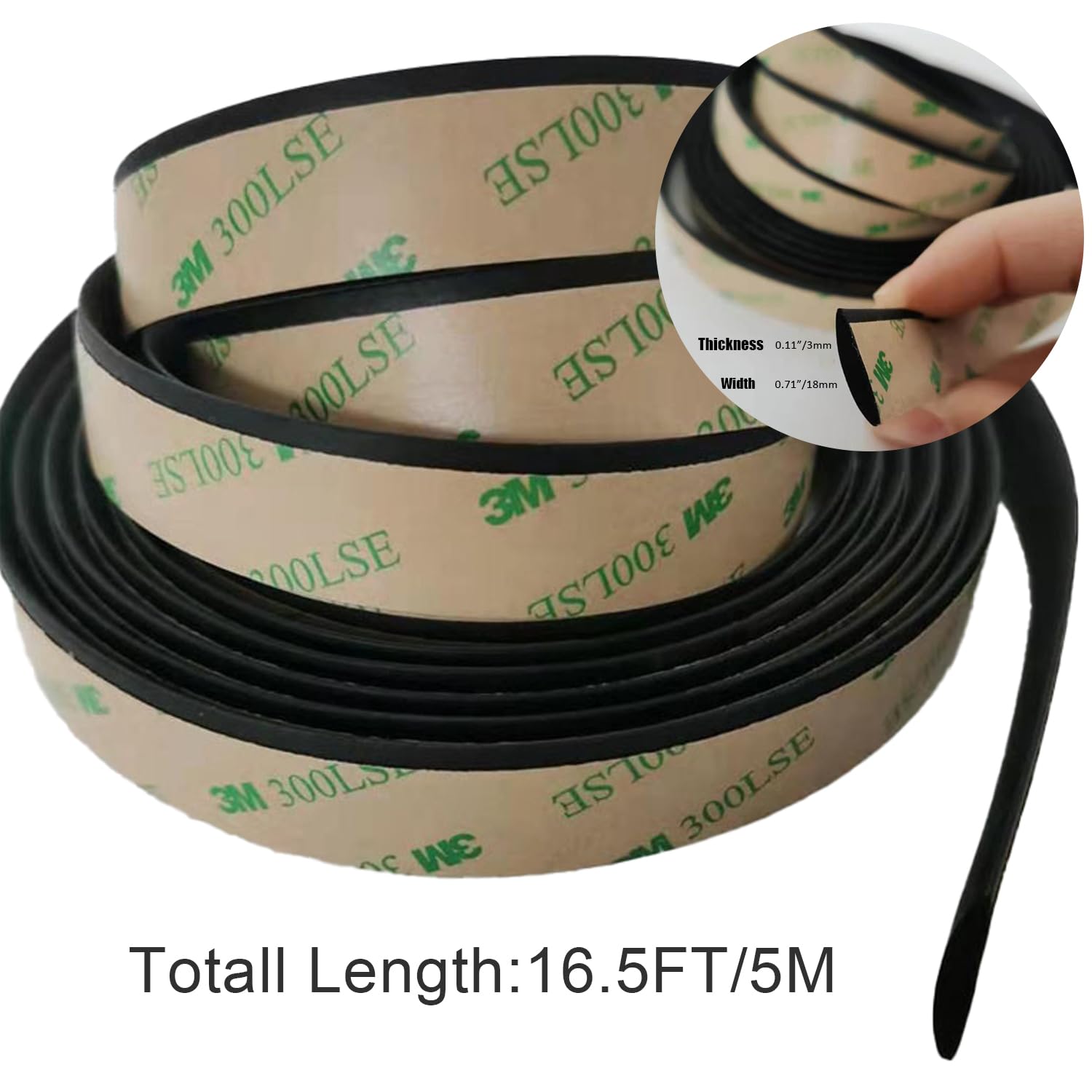 Smeyta 16.5Ft/5M Car Windshield Seal Strip,Rubber Sealing Strip Trim,Rubber Weather Strip For Car Front Rear Windshield/Sunroof/Sliding Doors/Windows,Car Exterior Accessories(Black)