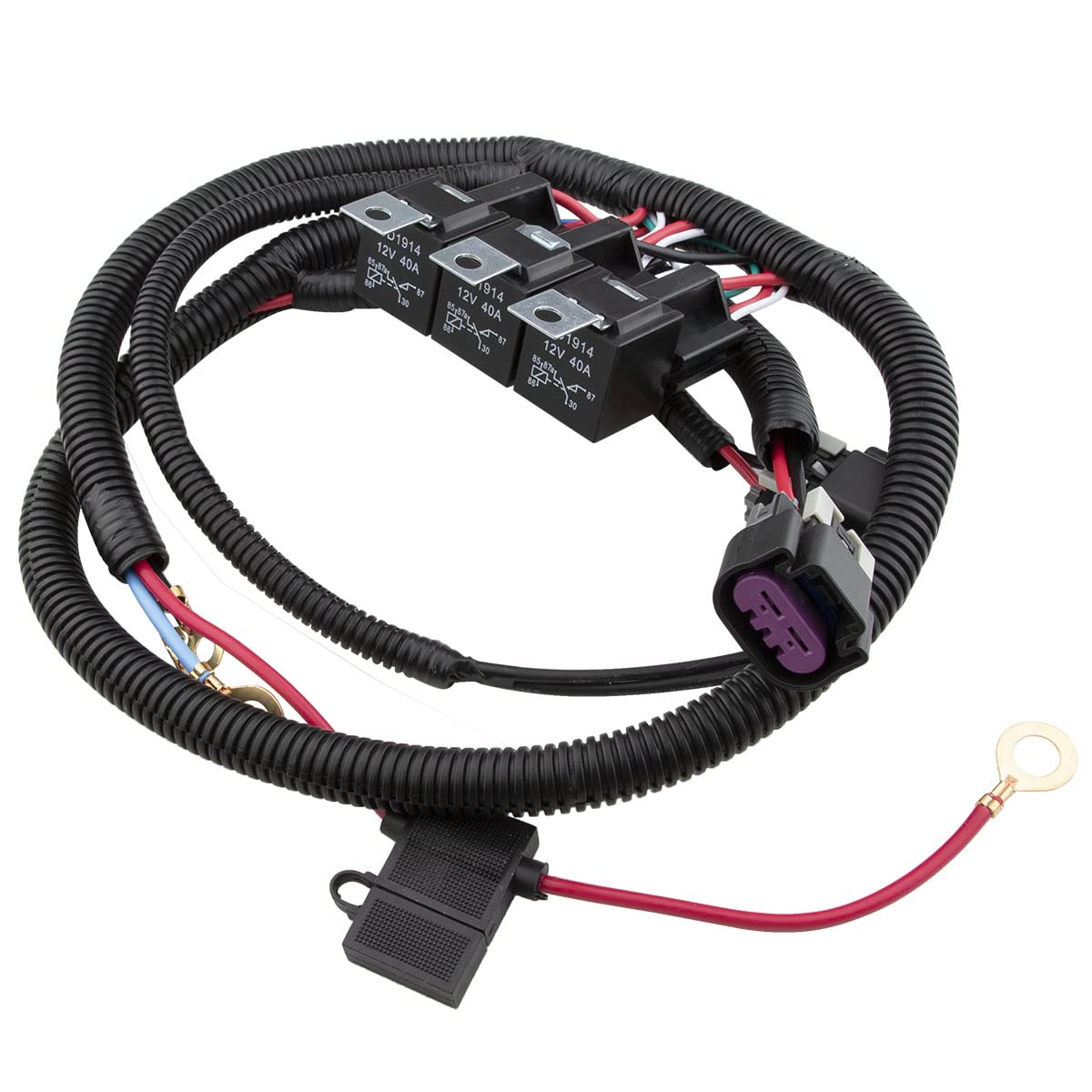 Dual Electric Fan Upgrade Wiring Harness Fits 1999- 2006 Truck Suv Replace 7L5533A226T Control Cooling Fan Wire Harness Kit