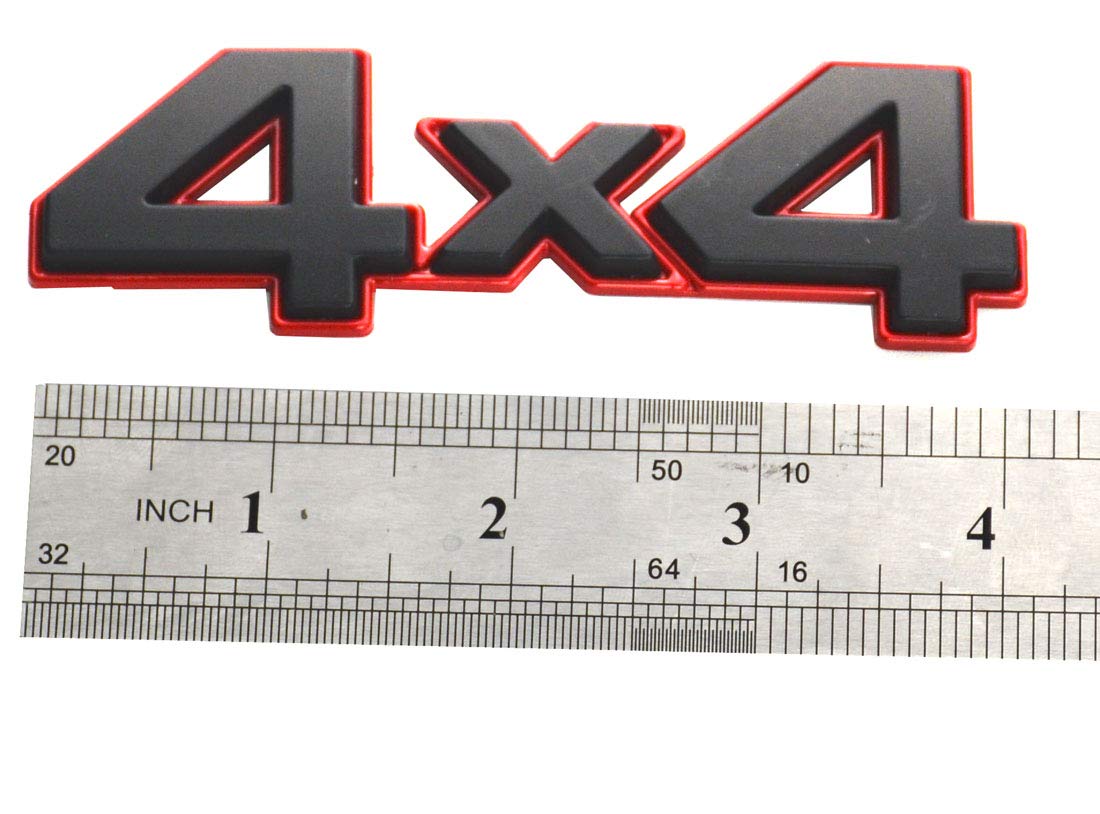 Aimoll 1Pc 4X4 Emblem Badge Nameplate 3D Car Sticker Decal Replacement For Universal Car Rear Tailgate 4 X 4 (Black Red)