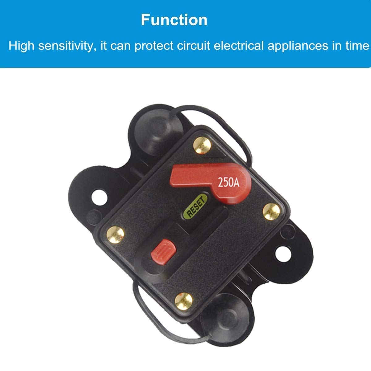 Wohhom 250Amp Circuit Breaker Manual Reset Fuse Holder, 30A-300A 12V-24V Dc Protection Reset Fuse For Trolling Motor Auto Car Ma